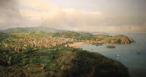 Visión de Sant Feliu de Guixols a finales del siglo XIX. La escollera principal se construyó a primeros del siglo XX y el puerto tuvo una intensa vida comercial y pequera hasta mediados del siglo pasado. 