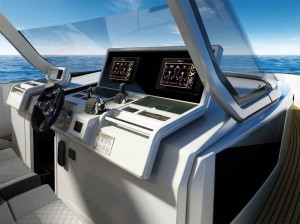 Mar Abierto - Imponente aspecto de la consola de pilotaje, con los relojes enras